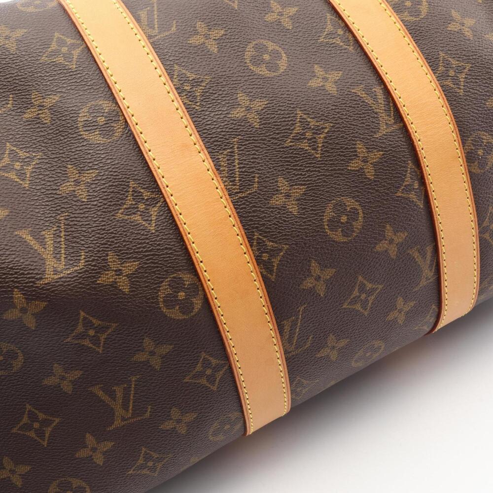 LOUIS VUITTON Authentic Brown Monogram Leather Keepall 45 Boston Bag - Picture 9 of 11
